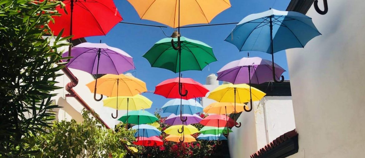 Colorful umbrellas in the Buenos Aires sky San Telmo Umbrellas near Plaza Dorrego