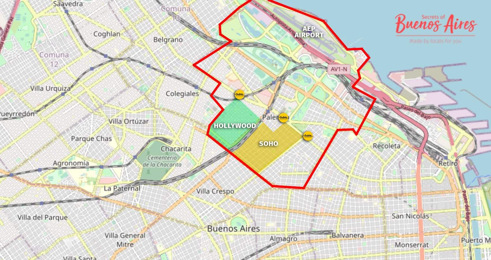 Melhores hotéis em Palermo Buenos Aires mapa