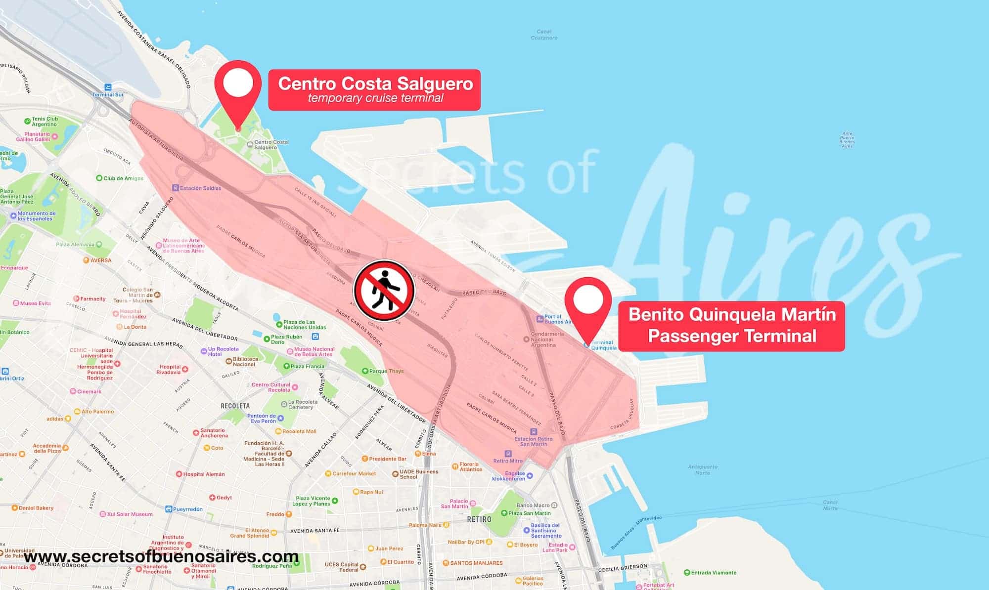 Buenos Aires Cruise Port Terminal Map location and safe to walk